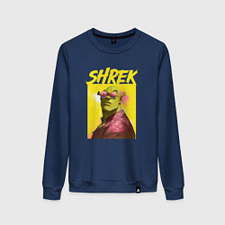Свитшот хлопковый женский Shrek гигачад, цвет: тёмно-синий
