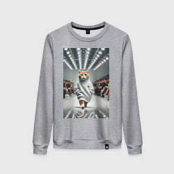 Свитшот хлопковый женский Крутой рыжий кот на модном показе животных, цвет: меланж