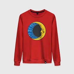 Свитшот хлопковый женский Ночной месяц, цвет: красный