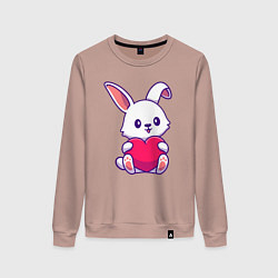 Свитшот хлопковый женский Heart rabbit, цвет: пыльно-розовый