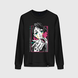 Свитшот хлопковый женский Клинок рассекающий демонов Tanmio Enmu, цвет: черный