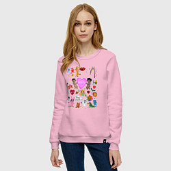 Свитшот хлопковый женский Y2K hope heart - cartoon pop art childrens drawing, цвет: светло-розовый — фото 2