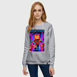 Свитшот хлопковый женский Halloween is coming - neon glow collaboration, цвет: меланж — фото 2