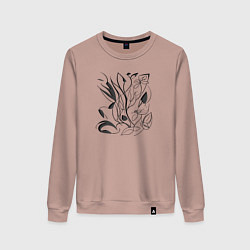 Свитшот хлопковый женский Загадочные цветочные элементы, цвет: пыльно-розовый