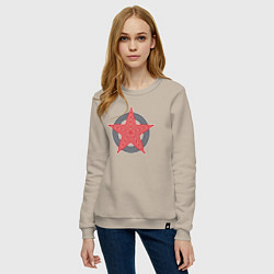 Свитшот хлопковый женский Red star symbol, цвет: миндальный — фото 2