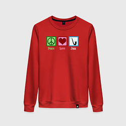 Свитшот хлопковый женский Мир любовь джаз, цвет: красный