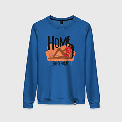 Свитшот хлопковый женский Девушка дома, цвет: синий