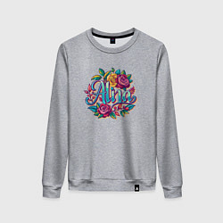 Свитшот хлопковый женский Алина три розы, цвет: меланж
