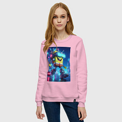 Свитшот хлопковый женский Cyber Sponge Bob - neon glow fantasy, цвет: светло-розовый — фото 2