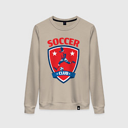 Свитшот хлопковый женский Sport soccer club, цвет: миндальный