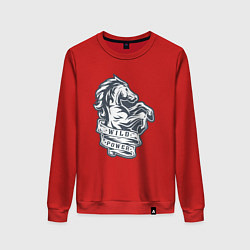 Свитшот хлопковый женский Мустанг - дикая энергия, цвет: красный