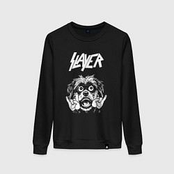 Свитшот хлопковый женский Slayer rock dog, цвет: черный