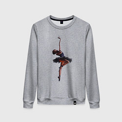 Свитшот хлопковый женский Балерина в прыжке - Арабеск, цвет: меланж