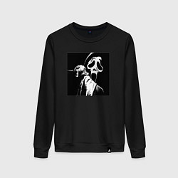 Свитшот хлопковый женский Крик с ножом, цвет: черный