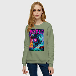 Свитшот хлопковый женский Гоняйся или умри - жизненный девиз, цвет: авокадо — фото 2