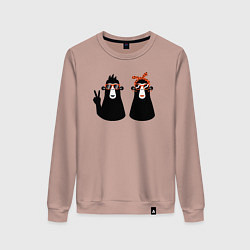 Свитшот хлопковый женский Крутые обезьянки, цвет: пыльно-розовый