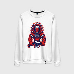 Свитшот хлопковый женский Индеец с топором, цвет: белый