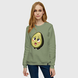Свитшот хлопковый женский Ахегао авокадо, цвет: авокадо — фото 2