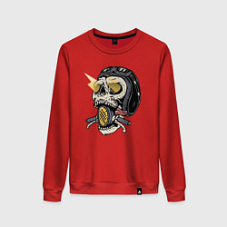 Свитшот хлопковый женский Смертельный байк, цвет: красный