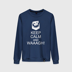 Свитшот хлопковый женский Warhammer keep calm and waaagh, цвет: тёмно-синий