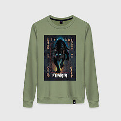 Свитшот хлопковый женский Fenrir black vinyl, цвет: авокадо