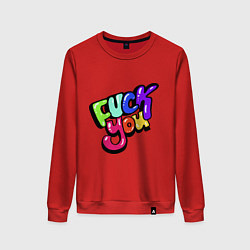 Свитшот хлопковый женский Fuck you multicolor, цвет: красный