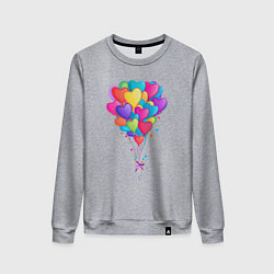 Свитшот хлопковый женский Яркие шарики сердечки, цвет: меланж