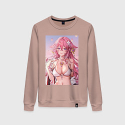Свитшот хлопковый женский Яэ Мико, цвет: пыльно-розовый