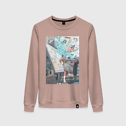Свитшот хлопковый женский Будни дизайнера, цвет: пыльно-розовый