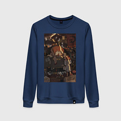 Свитшот хлопковый женский Тыква мистика, цвет: тёмно-синий