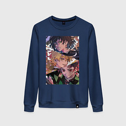 Свитшот хлопковый женский Клинок рассекающий демонов Тандзиро Камадо, цвет: тёмно-синий