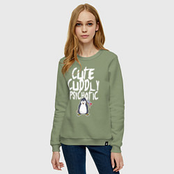 Свитшот хлопковый женский Милый симпатичный психопат, цвет: авокадо — фото 2