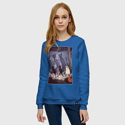Свитшот хлопковый женский Коты на хэллоуин, цвет: синий — фото 2