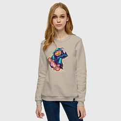 Свитшот хлопковый женский Halloween skater, цвет: миндальный — фото 2