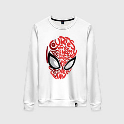 Свитшот хлопковый женский Spider-Man text, цвет: белый