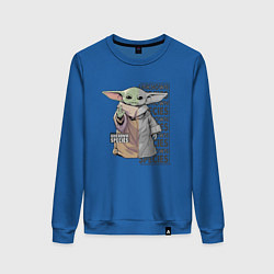 Свитшот хлопковый женский Unknown specis - Baby Yoda, цвет: синий