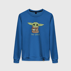 Свитшот хлопковый женский Маленький Йода, цвет: синий