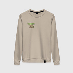 Свитшот хлопковый женский Персонаж Беби Йода, цвет: миндальный