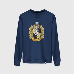 Свитшот хлопковый женский Hufflepuff факультет университета Хогвартс с барсу, цвет: тёмно-синий