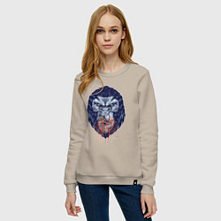 Свитшот хлопковый женский Кровожадная горилла, цвет: миндальный — фото 2