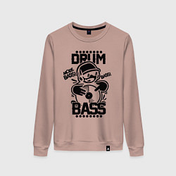 Свитшот хлопковый женский Drum n Bass: More Bass, цвет: пыльно-розовый