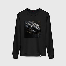Свитшот хлопковый женский Змеиный образ в чёрном, цвет: черный
