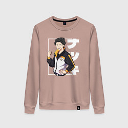 Свитшот хлопковый женский Re:Zero Нацуки Субару, цвет: пыльно-розовый