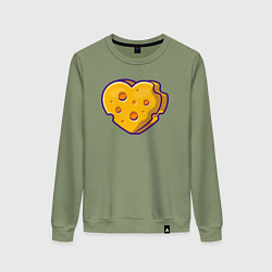 Свитшот хлопковый женский Сырная любовь, цвет: авокадо
