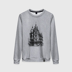 Свитшот хлопковый женский Старинный дом, цвет: меланж
