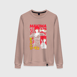 Свитшот хлопковый женский Человек-бензопила - Makima, цвет: пыльно-розовый