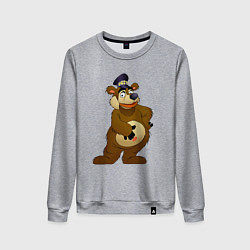 Свитшот хлопковый женский Мишка-почтальон, цвет: меланж