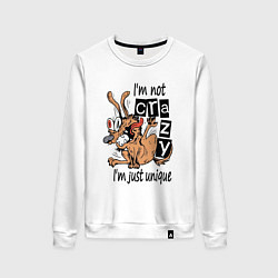Свитшот хлопковый женский Я не дурной, я уникальный, цвет: белый