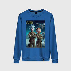 Свитшот хлопковый женский Rick and Morty - air force нейроарт, цвет: синий