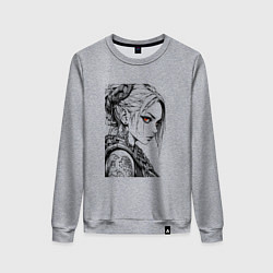 Свитшот хлопковый женский Девушка с алыми глазами, цвет: меланж